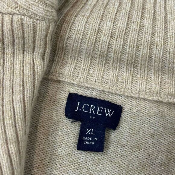 J.Crew Men's Tan Brown Long Sleeve Soft Lambswool Blend Shawl Collar Sweater XL - Picture 3 of 11